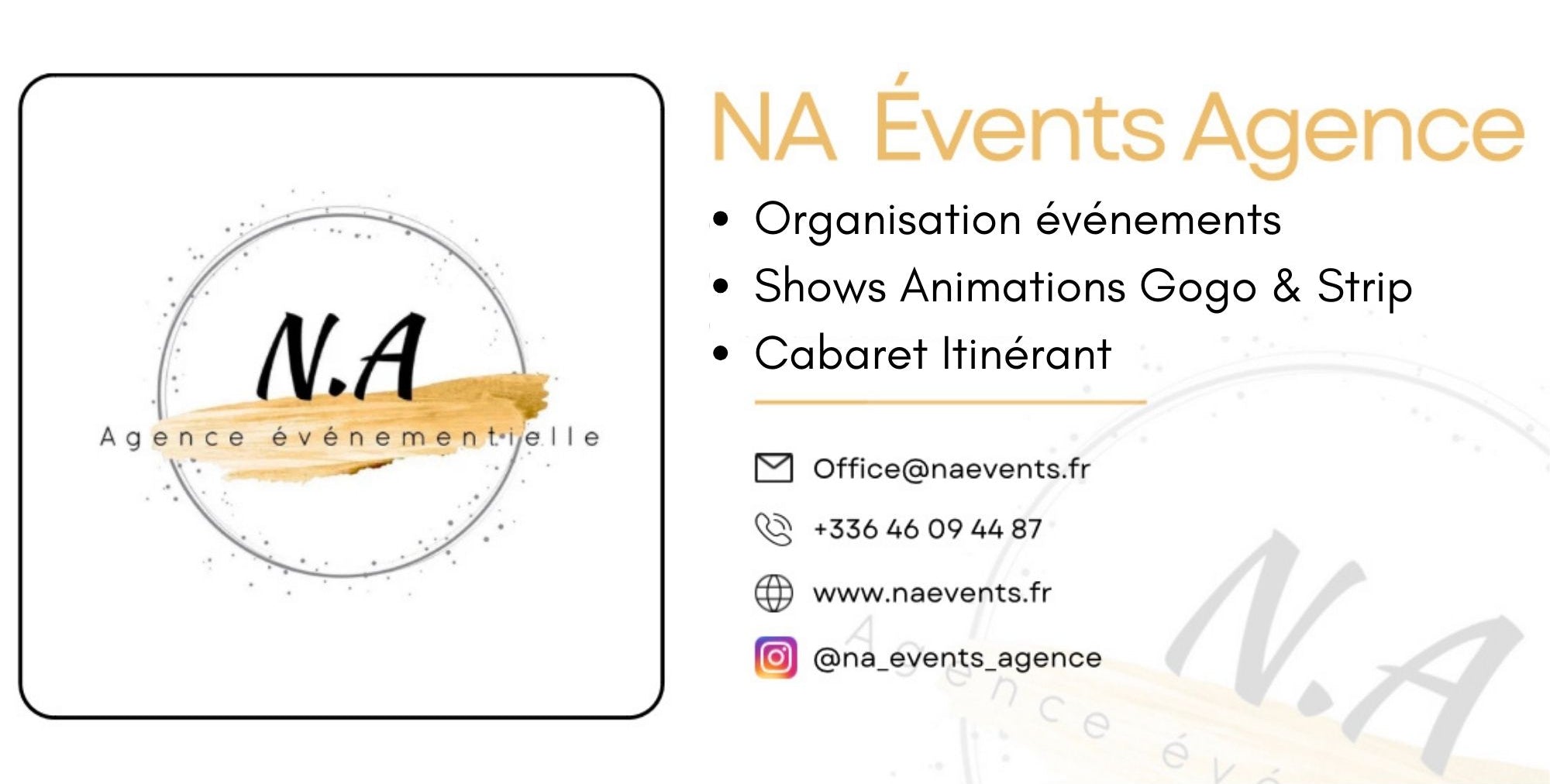 Photo montage pour présenter tous les contacts de l'agence NA Events. 