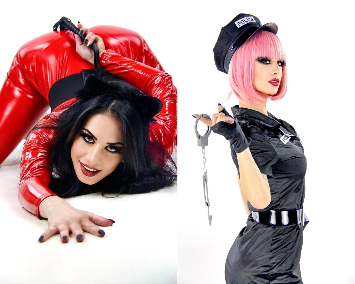 Photomontage de deux photos d'une artiste féminine brune, pour prestation de gogo, show gogo, striptease, EVG, ou striptease à domicile. 